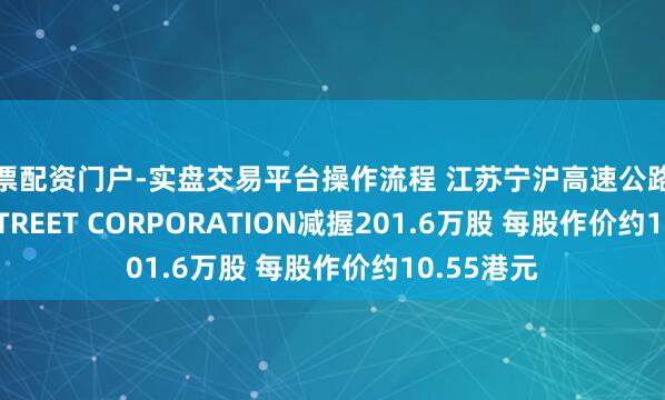 股票配资门户-实盘交易平台操作流程 江苏宁沪高速公路遭STATE STREET CORPORATION减握201.6万股 每股作价约10.55港元