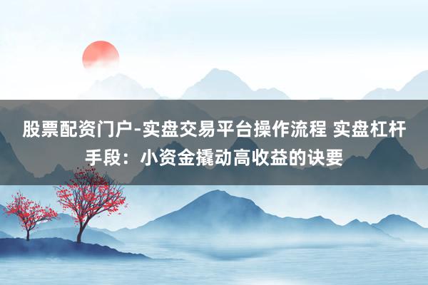 股票配资门户-实盘交易平台操作流程 实盘杠杆手段：小资金撬动高收益的诀要